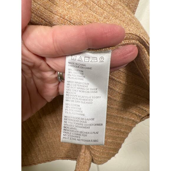 Free People Mod Faux Wrap Rib Knit Sweater Mini Skirt Sand Brown L - Picture 7 of 9